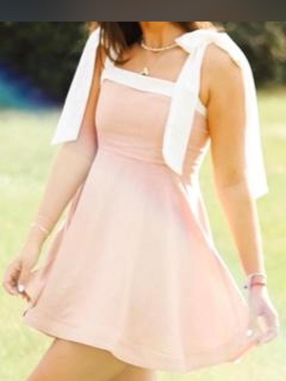 Pink Tie-Shoulder Fit & Flare Dress